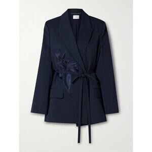 ERDEM Flower Double-Breasted Belted Wool Blazer